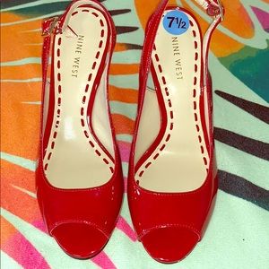 Nine West Red Patent Leather Wedge